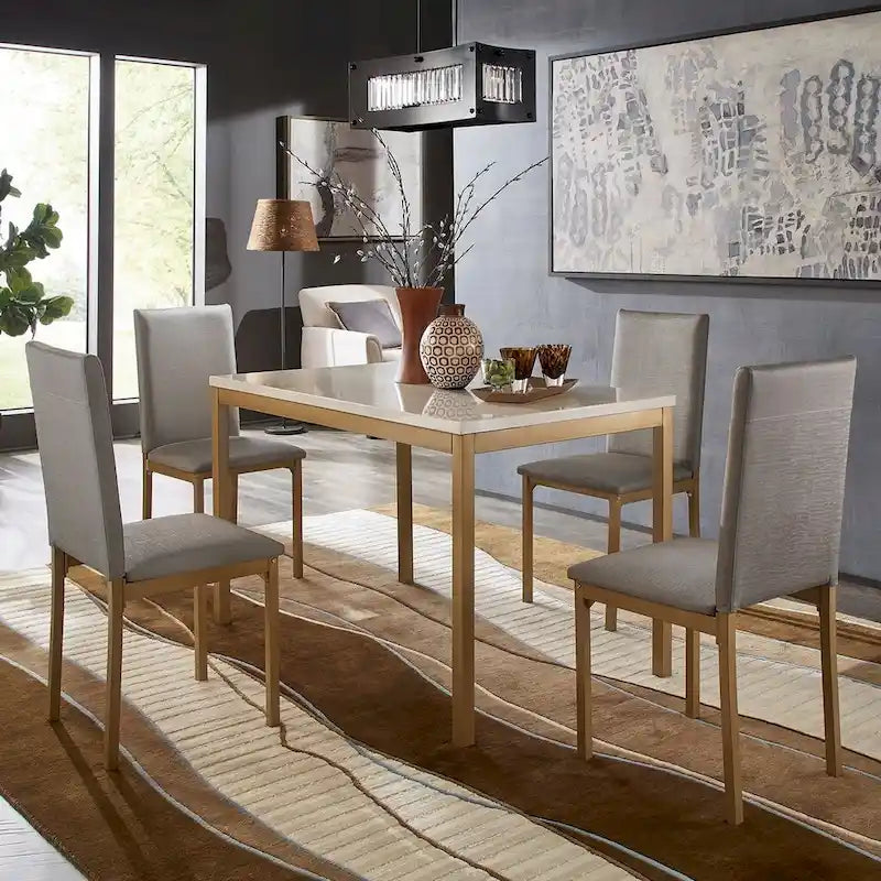 iNSPIRE Q Bold Darcy Gold Dining Table with Faux Marble Top 8