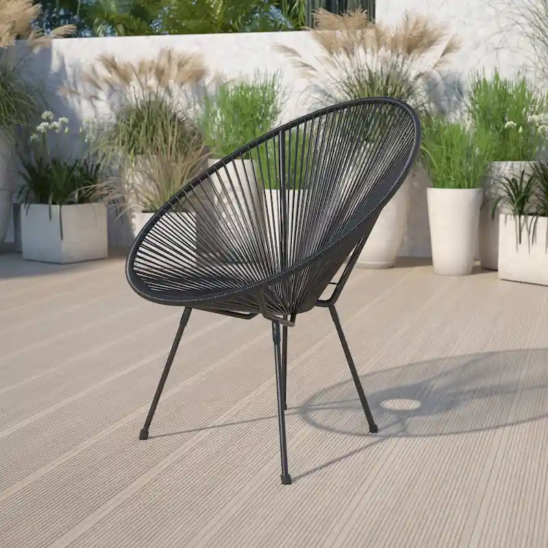 Rattan and Bungee Papasan Lounge Chair 36