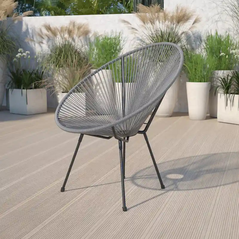 Rattan and Bungee Papasan Lounge Chair 1