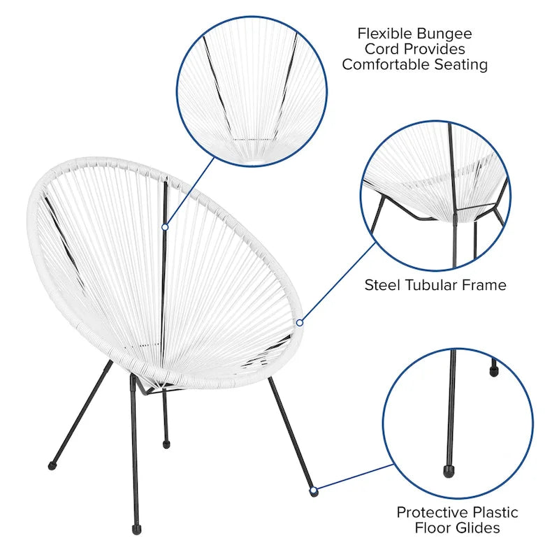 Rattan and Bungee Papasan Lounge Chair 7