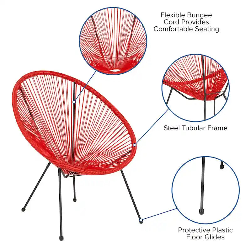 Rattan and Bungee Papasan Lounge Chair 17