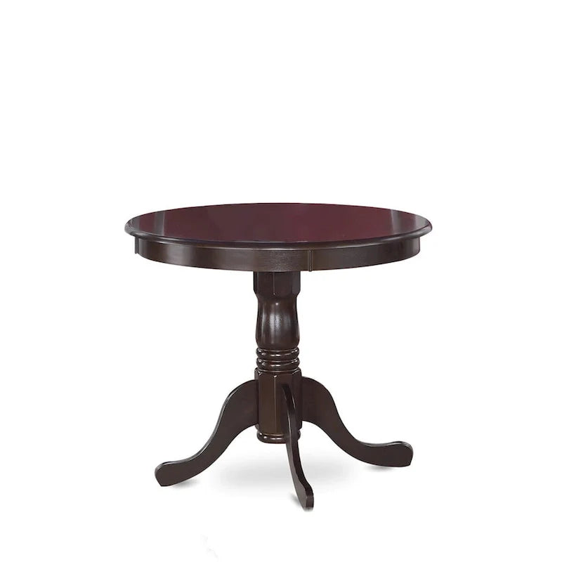 East West Furniture 5-Piece Round Dining Set - Cappuccino Kitchen Table with 4 Chairs (Seat Options Available) 3