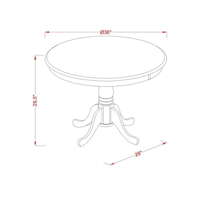 East West Furniture 5-Piece Round Dining Set - Cappuccino Kitchen Table with 4 Chairs (Seat Options Available) 5