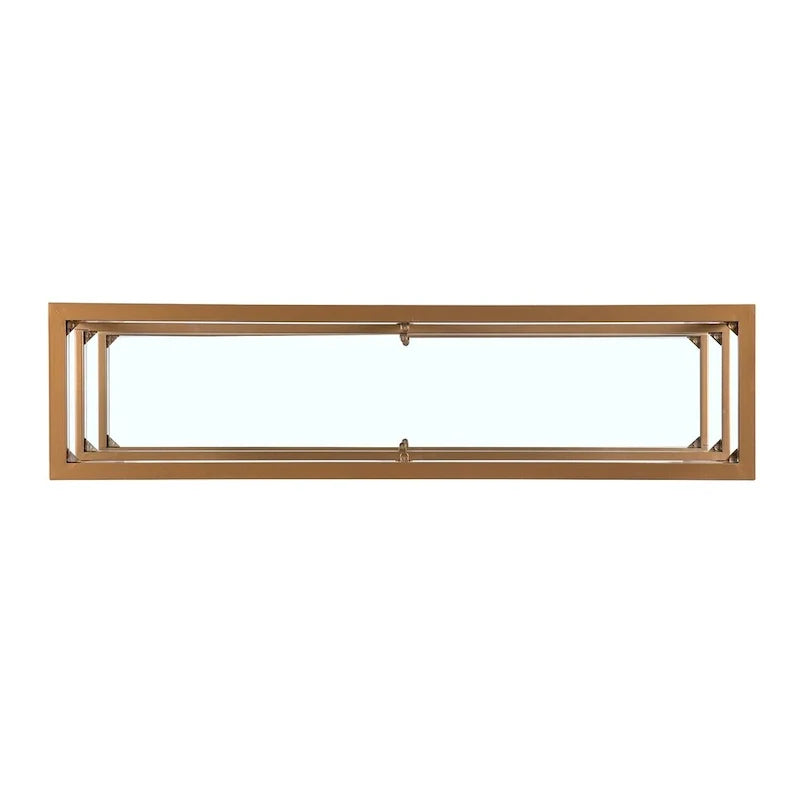 Jensen Gold Metal Console Table with Glass Shelves by SEI Furniture - Narrow Design 7