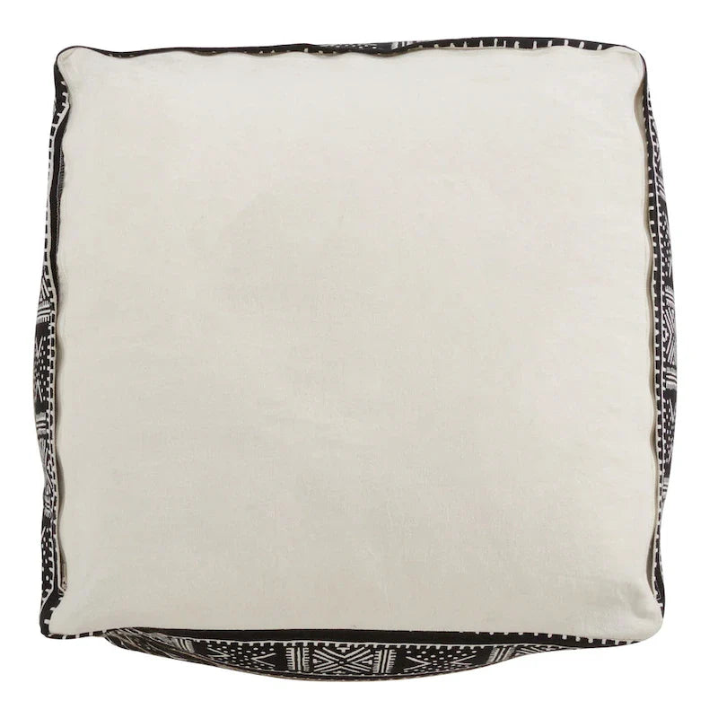Dark Mudcloth Patterned Floor Pouf 2