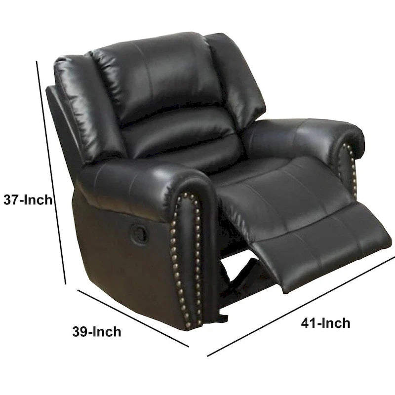 Comfort Plus Black Bonded Leather & Plywood Recliner/Glider 5
