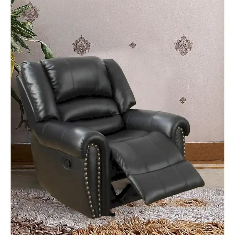 Comfort Plus Black Bonded Leather & Plywood Recliner/Glider 6