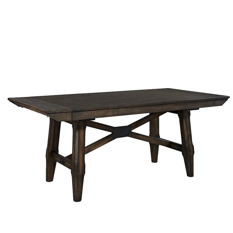 7-Piece Trestle Table Set with Double Bridge in Dark Chestnut 2