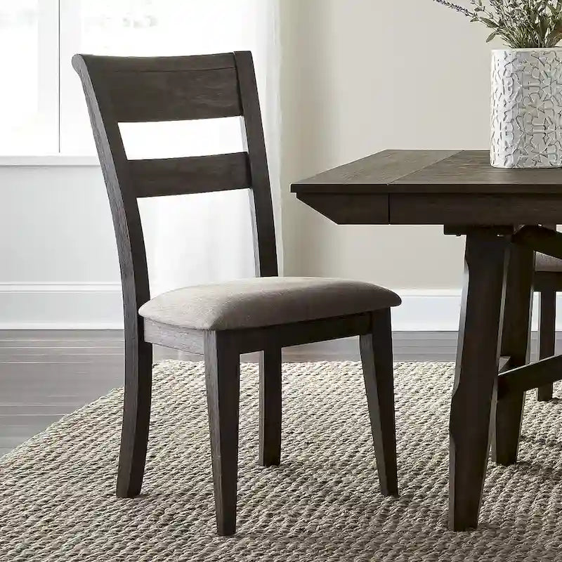 7-Piece Trestle Table Set with Double Bridge in Dark Chestnut 4