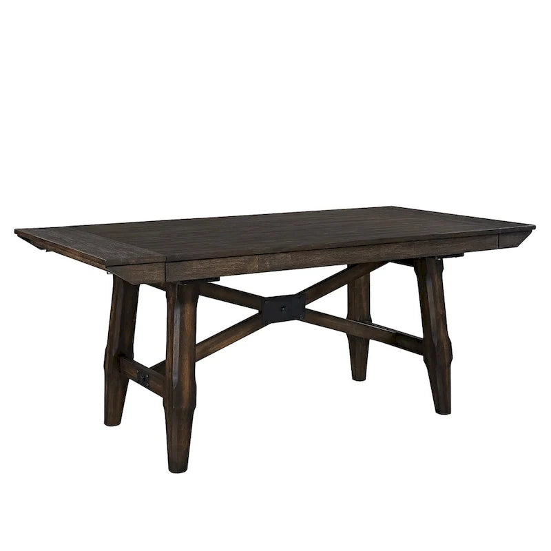 7-Piece Trestle Table Set with Double Bridge in Dark Chestnut 15