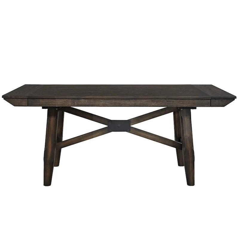 7-Piece Trestle Table Set with Double Bridge in Dark Chestnut 16