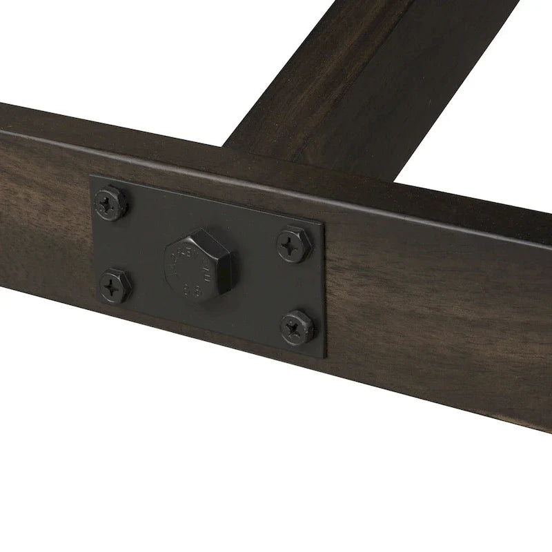 7-Piece Trestle Table Set with Double Bridge in Dark Chestnut 19