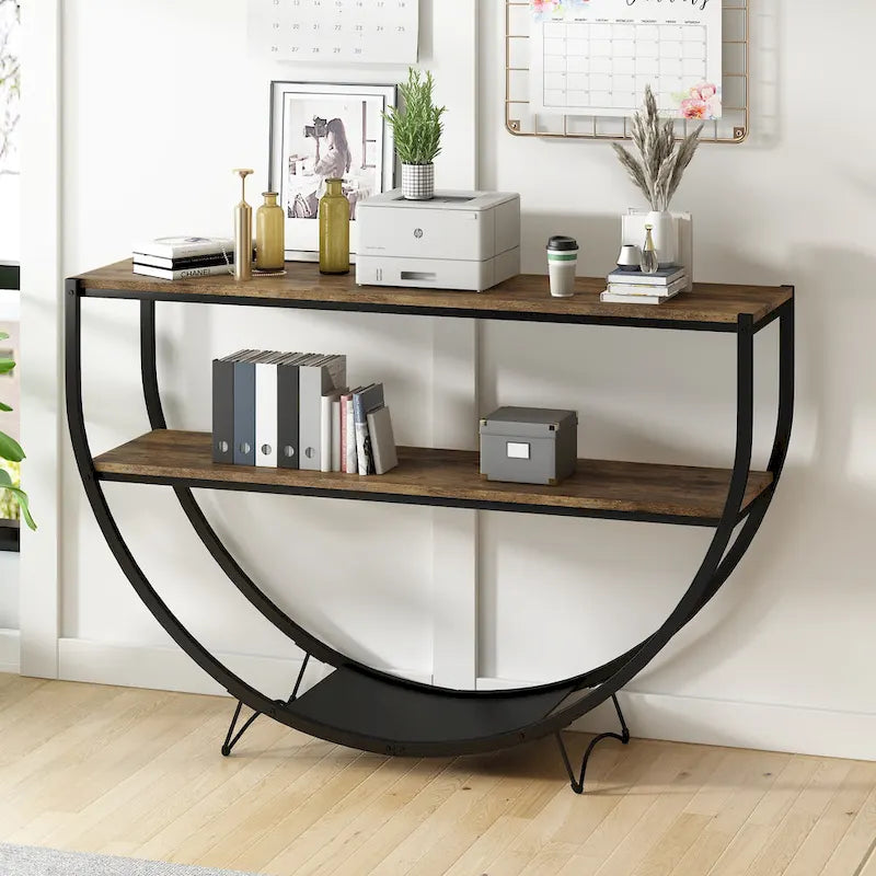 Merax Rustic Industrial Demilune Console Table 1