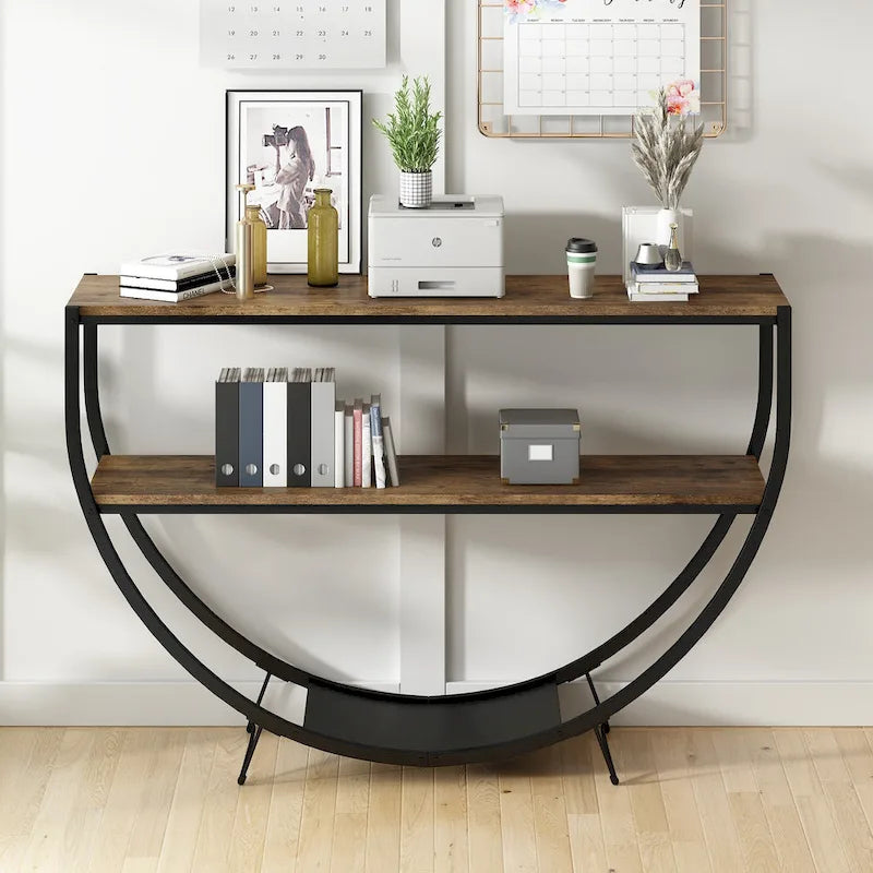 Merax Rustic Industrial Demilune Console Table 2