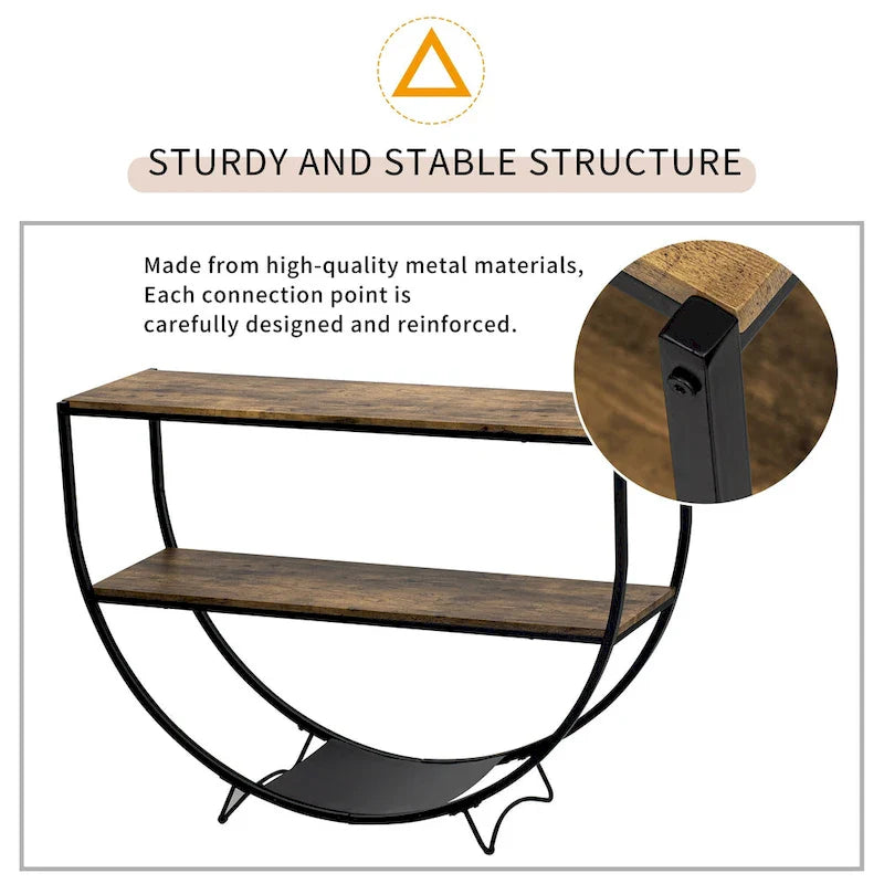 Merax Rustic Industrial Demilune Console Table 9