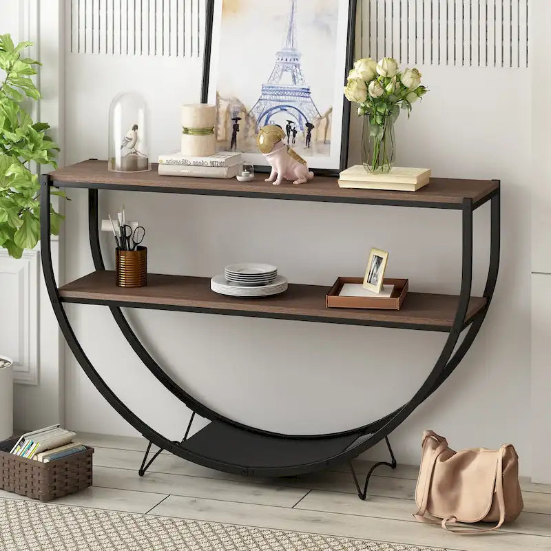 Merax Rustic Industrial Demilune Console Table 11