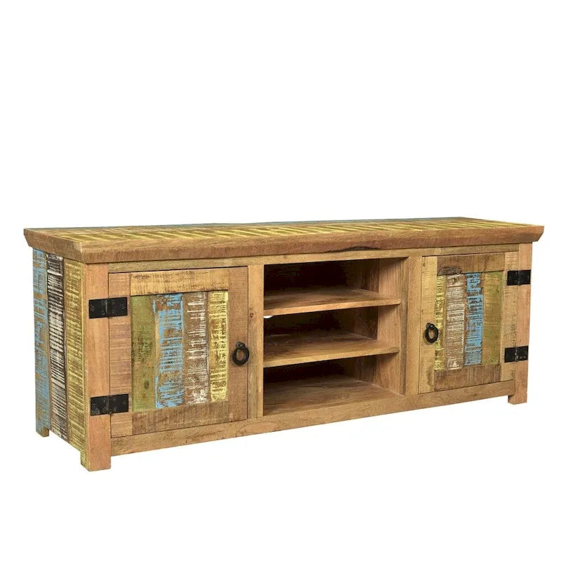 Handcrafted Solid Mango Wood TV Console from India - 60" x 18" x 22" 1