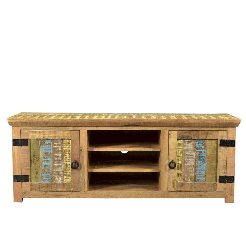 Handcrafted Solid Mango Wood TV Console from India - 60" x 18" x 22" 2
