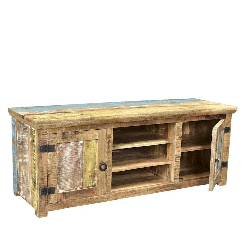 Handcrafted Solid Mango Wood TV Console from India - 60" x 18" x 22" 3