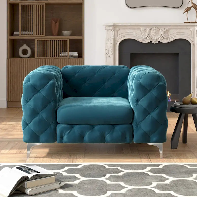 Corvus Aosta Tufted Velvet Chesterfield Lounge Chair 1