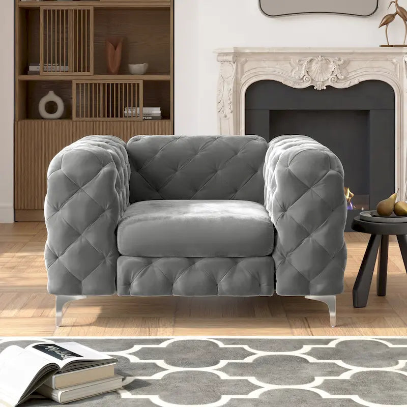 Corvus Aosta Tufted Velvet Chesterfield Lounge Chair 2