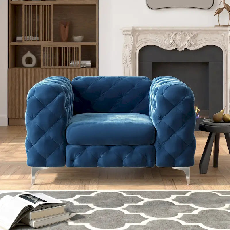 Corvus Aosta Tufted Velvet Chesterfield Lounge Chair 3