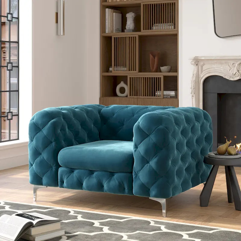 Corvus Aosta Tufted Velvet Chesterfield Lounge Chair 5