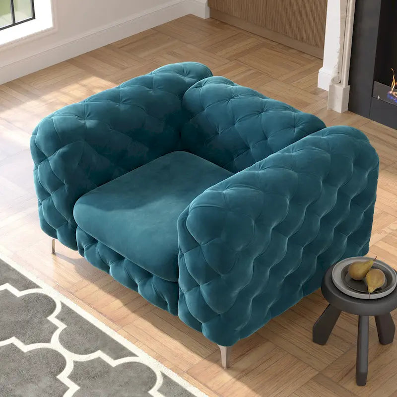 Corvus Aosta Tufted Velvet Chesterfield Lounge Chair 6