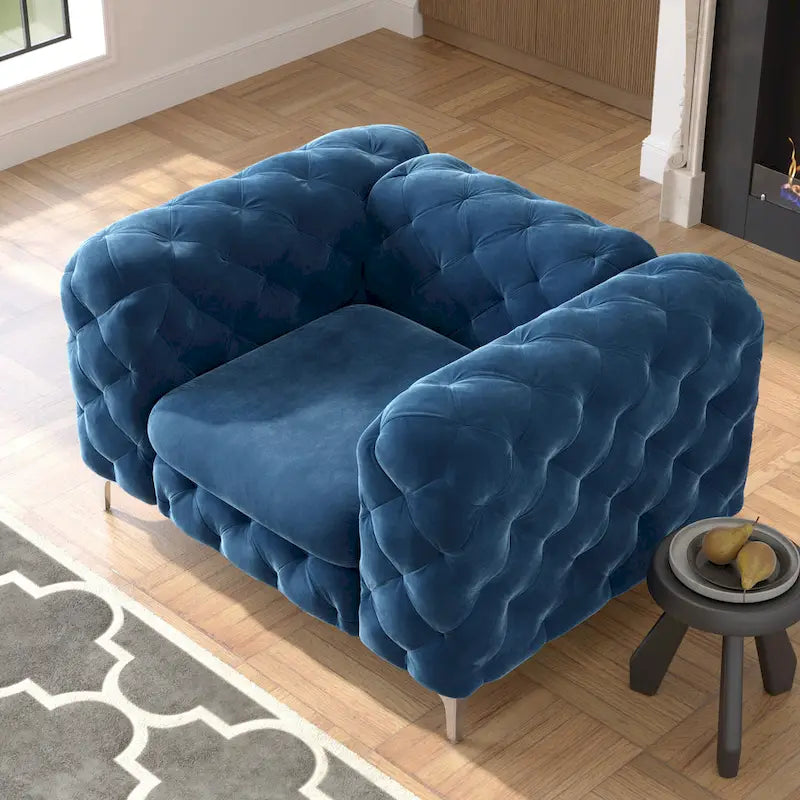 Corvus Aosta Tufted Velvet Chesterfield Lounge Chair 12