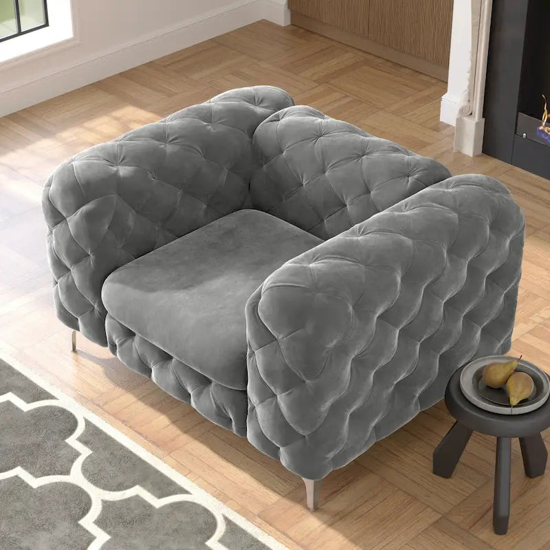 Corvus Aosta Tufted Velvet Chesterfield Lounge Chair 18