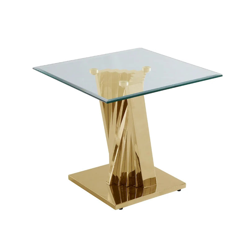 Premium Modern Glass End Table with Elegant Gold Spiral Base 3