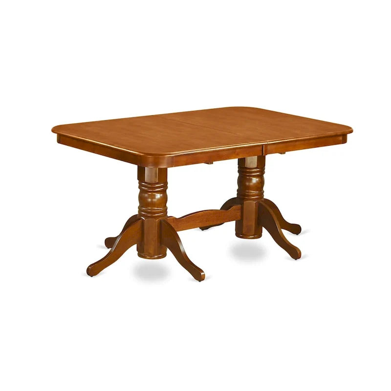 East West Furniture 9-Piece Saddle Brown Kitchen Dining Set - Rectangular Table with 8 Chairs (Various Seat Options) 3