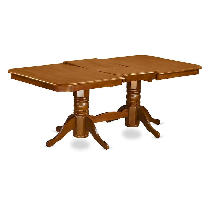 East West Furniture 9-Piece Saddle Brown Kitchen Dining Set - Rectangular Table with 8 Chairs (Various Seat Options) 4