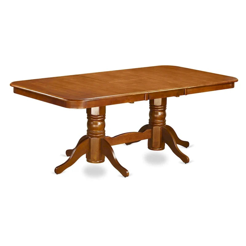 East West Furniture 9-Piece Saddle Brown Kitchen Dining Set - Rectangular Table with 8 Chairs (Various Seat Options) 5