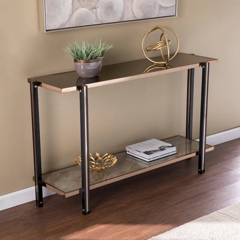 Thornberry Transitional Champagne Metal Console Table by SEI Furniture 1