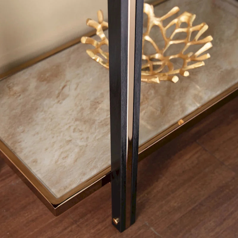 Thornberry Transitional Champagne Metal Console Table by SEI Furniture 2