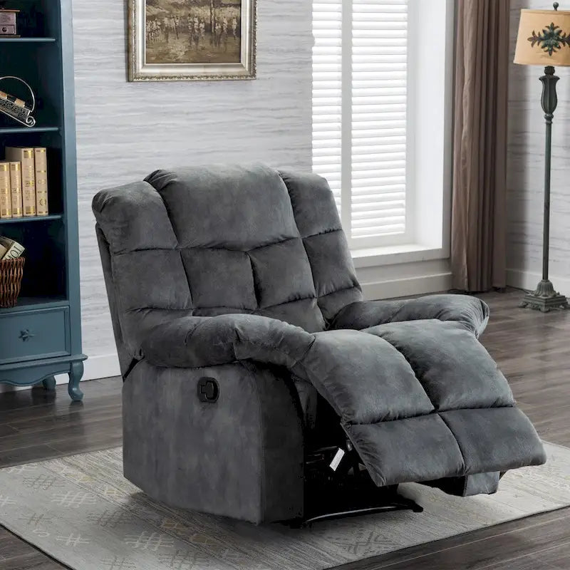 Fabric Recliner and Single Sofa with Manual Recline Feature 1
