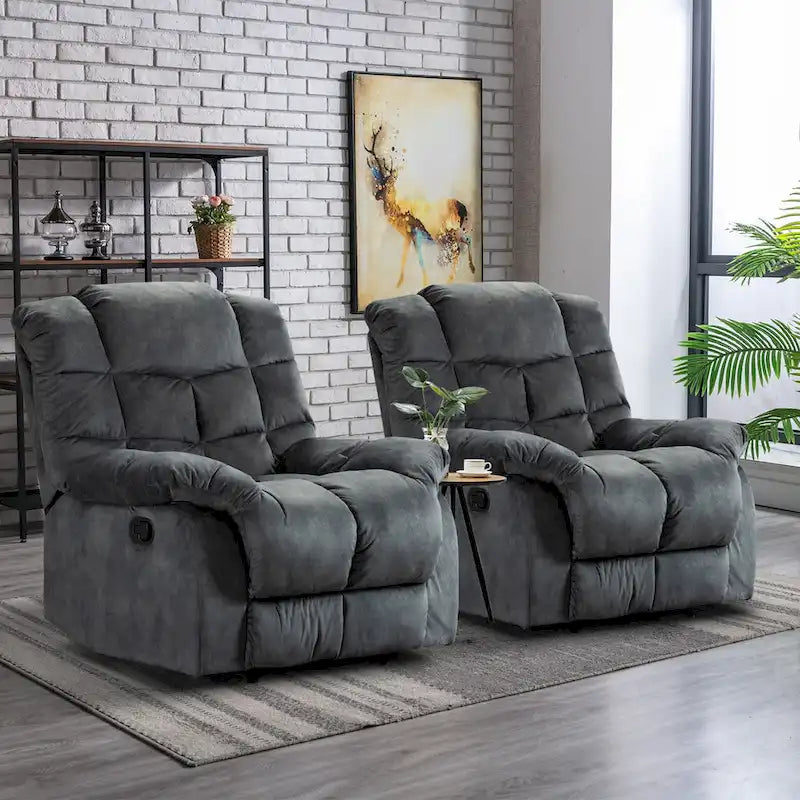 Fabric Recliner and Single Sofa with Manual Recline Feature 4