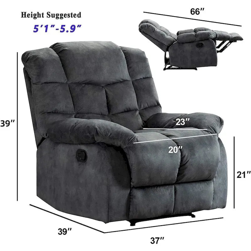 Fabric Recliner and Single Sofa with Manual Recline Feature 20