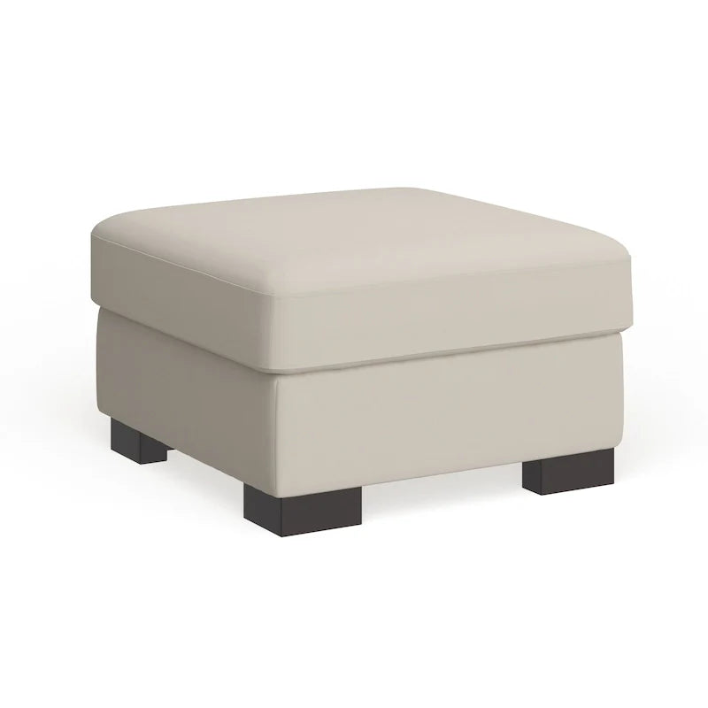 iNSPIRE Q Artisan White Cotton Fabric Down-Filled Ottoman - Lion Design 10