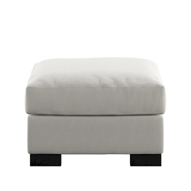 iNSPIRE Q Artisan White Cotton Fabric Down-Filled Ottoman - Lion Design 2