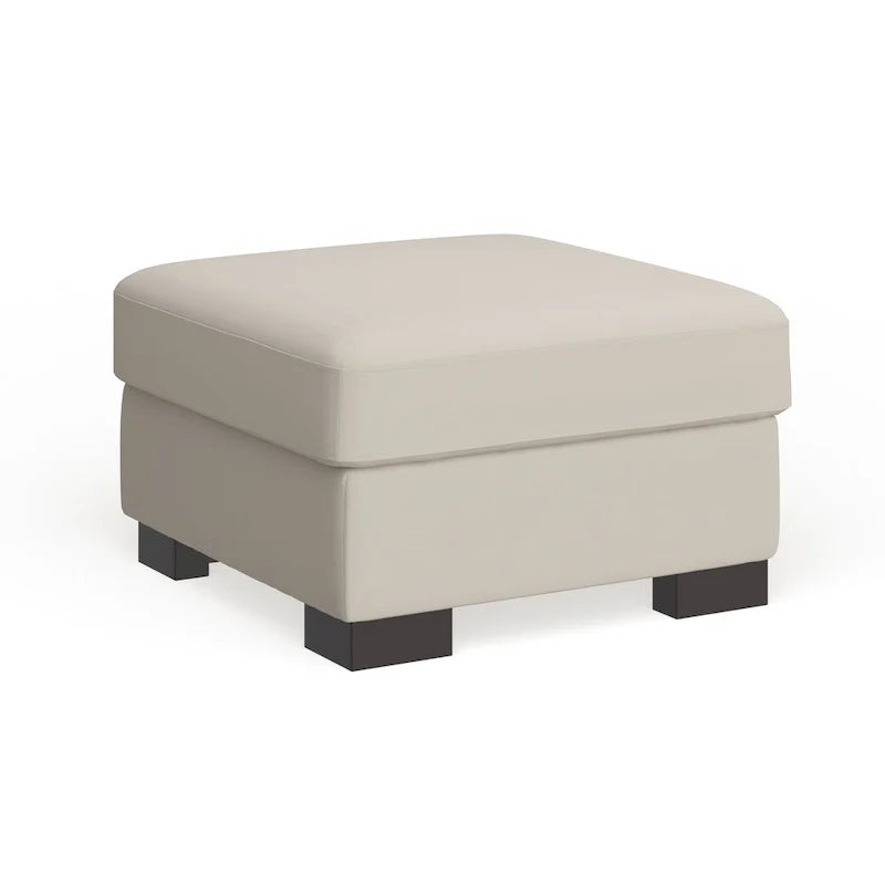 iNSPIRE Q Artisan White Cotton Fabric Down-Filled Ottoman - Lion Design 6