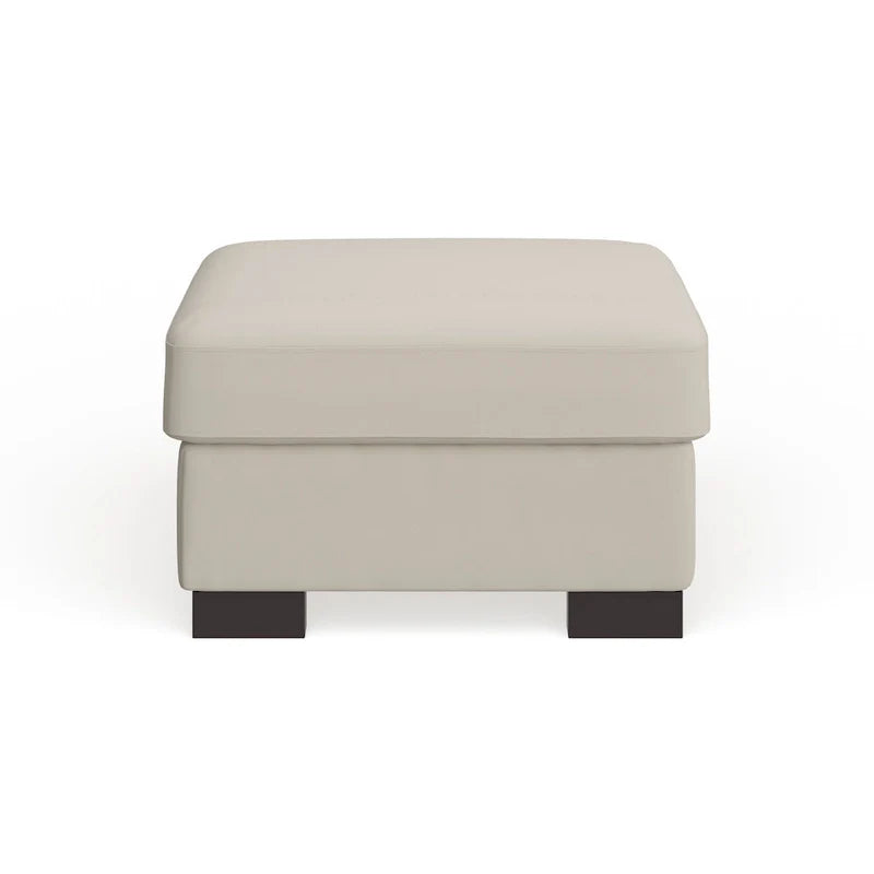 iNSPIRE Q Artisan White Cotton Fabric Down-Filled Ottoman - Lion Design 7