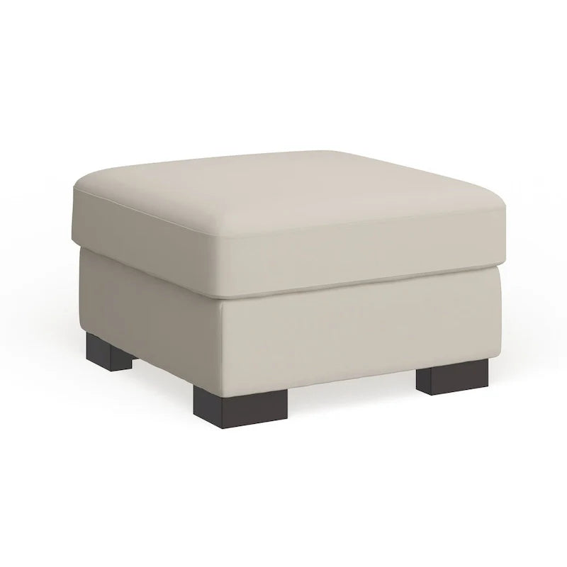iNSPIRE Q Artisan White Cotton Fabric Down-Filled Ottoman - Lion Design 9