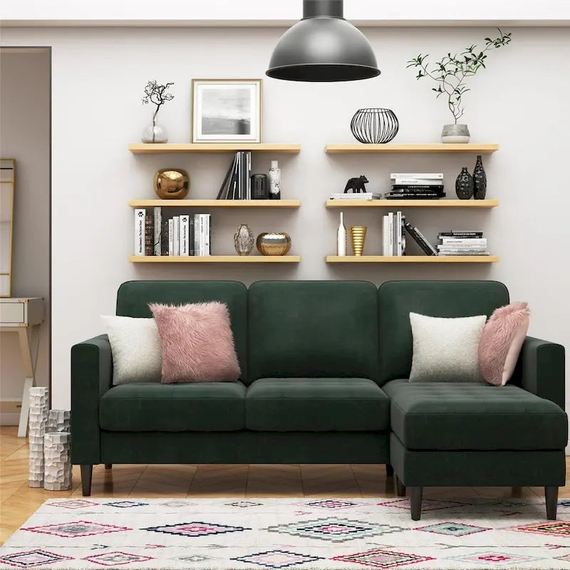 CosmoLiving by Cosmopolitan Strummer Reversible Velvet Sectional Sofa 1