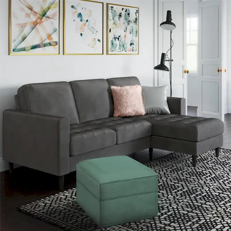 CosmoLiving by Cosmopolitan Strummer Reversible Velvet Sectional Sofa 2