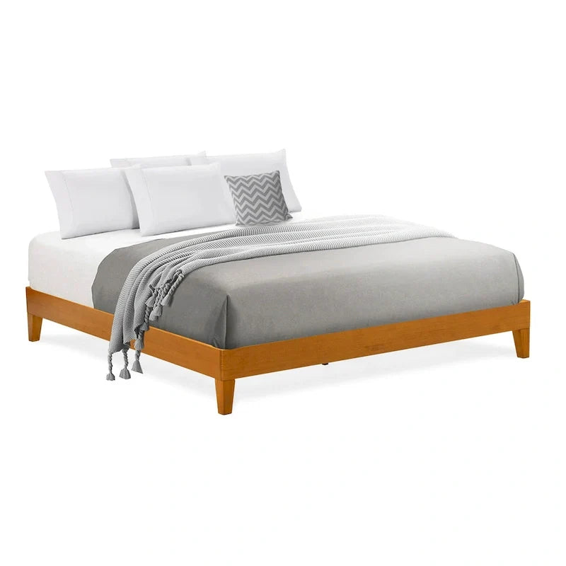 East West Furniture King Size Platform Bed Frame with 4 Sturdy Wood Legs and 2 Additional Center Support Legs (Available Color Options)