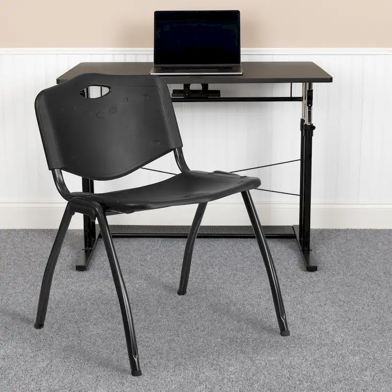 880 lb. Capacity Heavy-Duty Plastic Stackable Chair with Carrying Handle 1