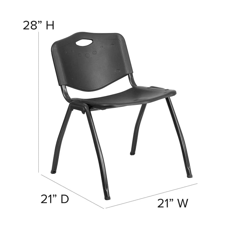 880 lb. Capacity Heavy-Duty Plastic Stackable Chair with Carrying Handle 6