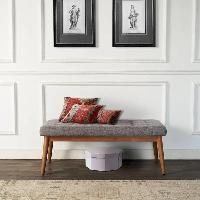 Crosley Landon Acorn Upholstered Bench - 43.25" W x 16" D x 16.88" H 2